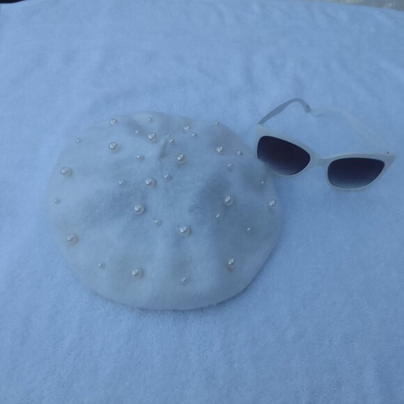 Bundle sunglasses&luxury cashmere pearl hat brand new main image 7